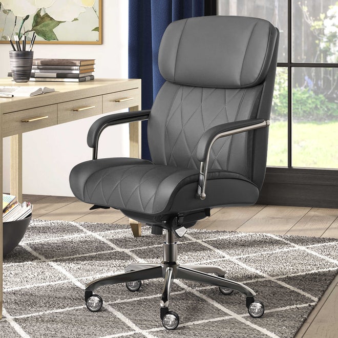 Sutherland Quilted Leather Office Chair, Moon Rock Grey
