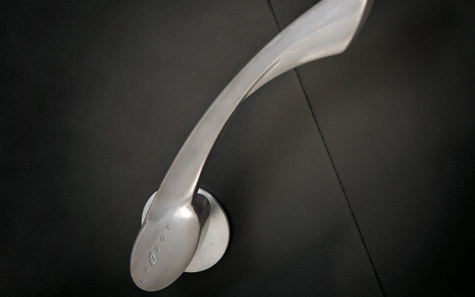 Closeup of brushed metal handle