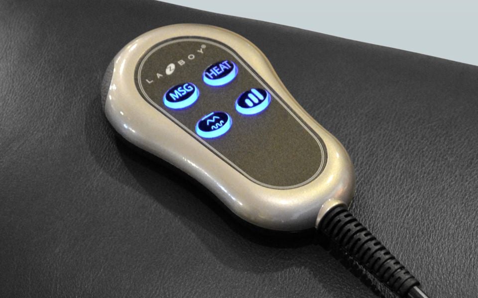 Closeup of heat and massage remote